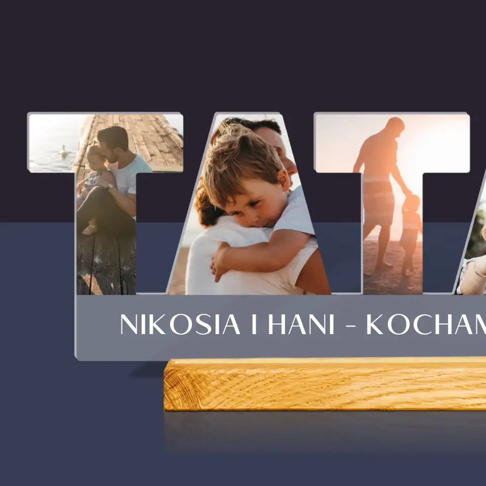 Kształt Ze Zdjęć: Słowo Tata - Szkło Akrylowe z Nadrukiem - Image 3
