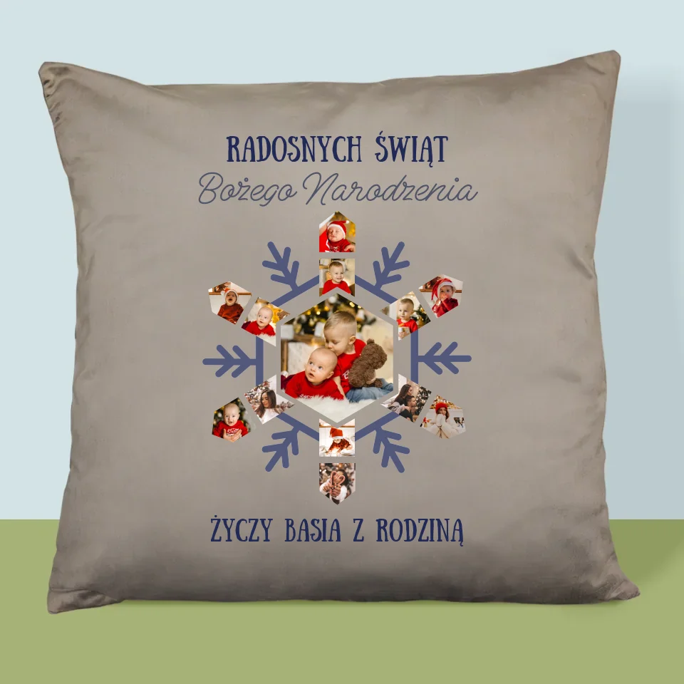 Kształt Ze Zdjęć: Śnieżynka - Poduszka z Nadrukiem - Image 3