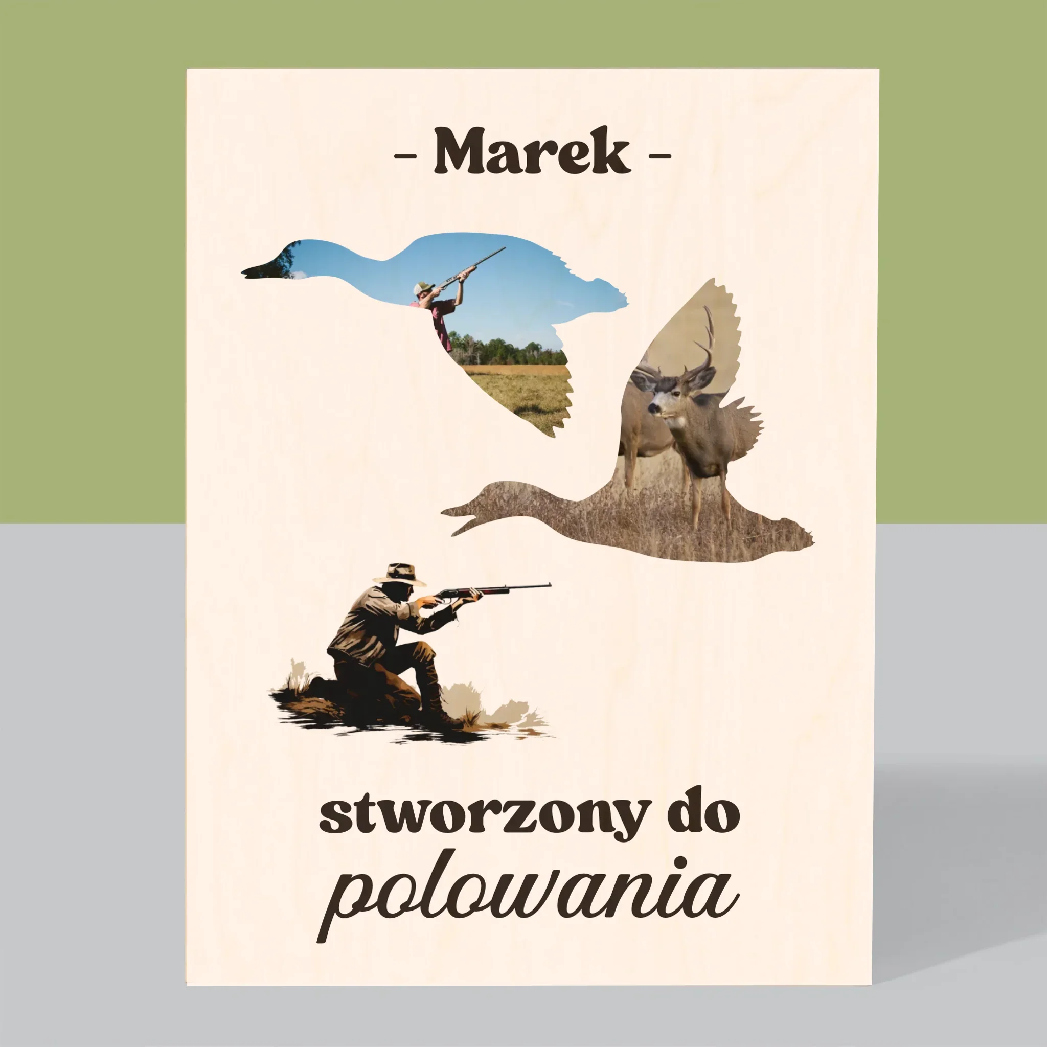 Kształt Ze Zdjęć: Stworzony Do Polowania - Wydruk Na Drewnie - Image 3