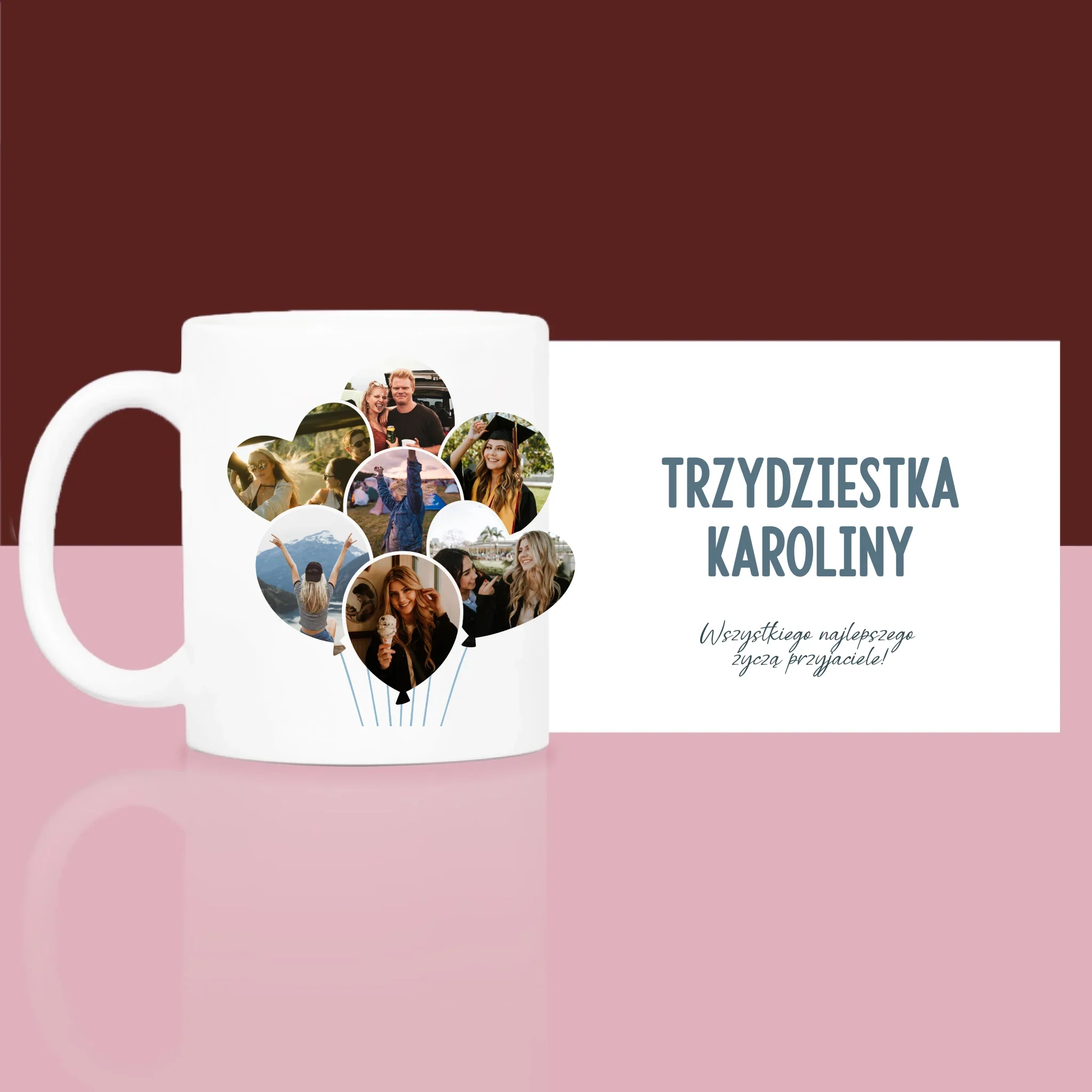 Kształt Ze Zdjęć: Trzydziestka Balony - Zestaw prezentowy z kubkiem i satynową opaską - Image 4