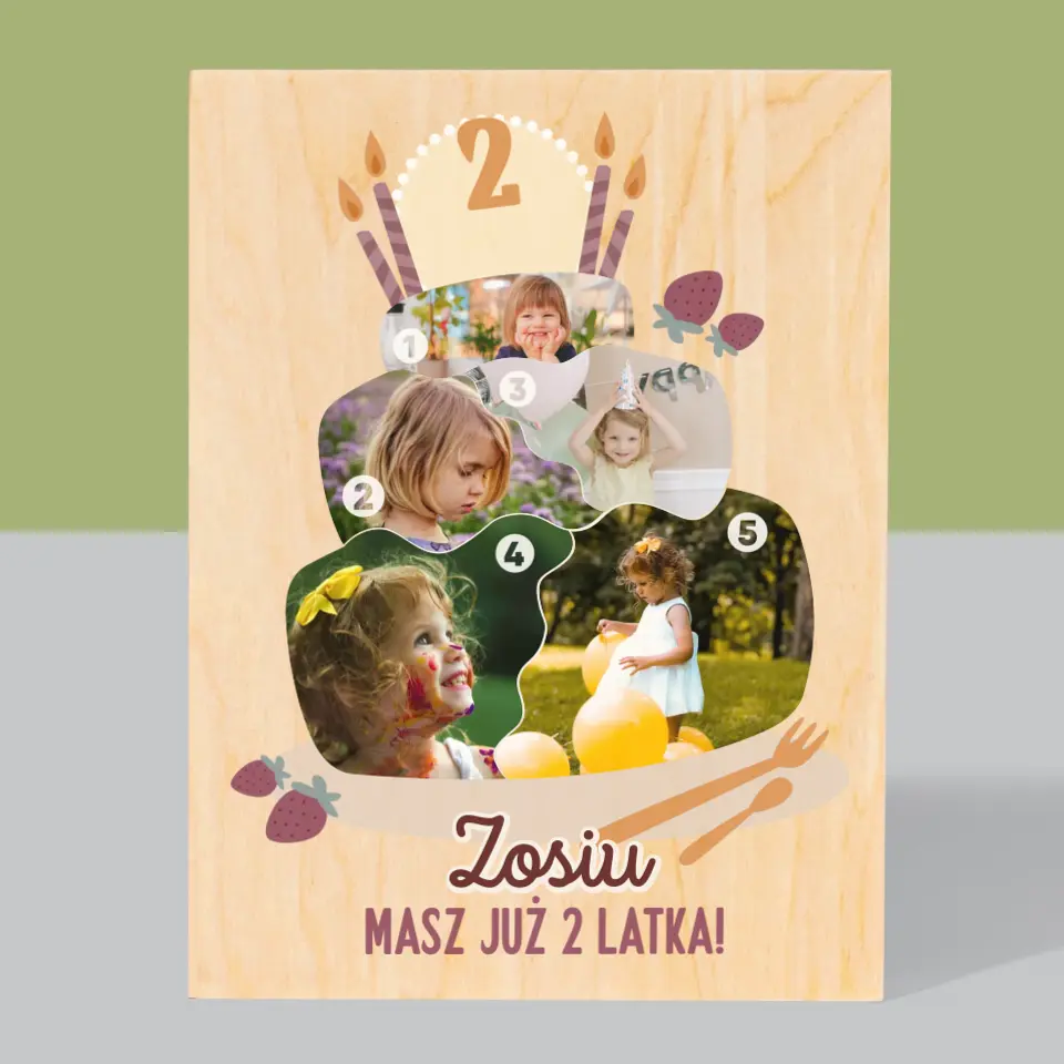 Kształt Ze Zdjęć: Urodzinowy Tort - Wydruk Na Drewnie - Image 3