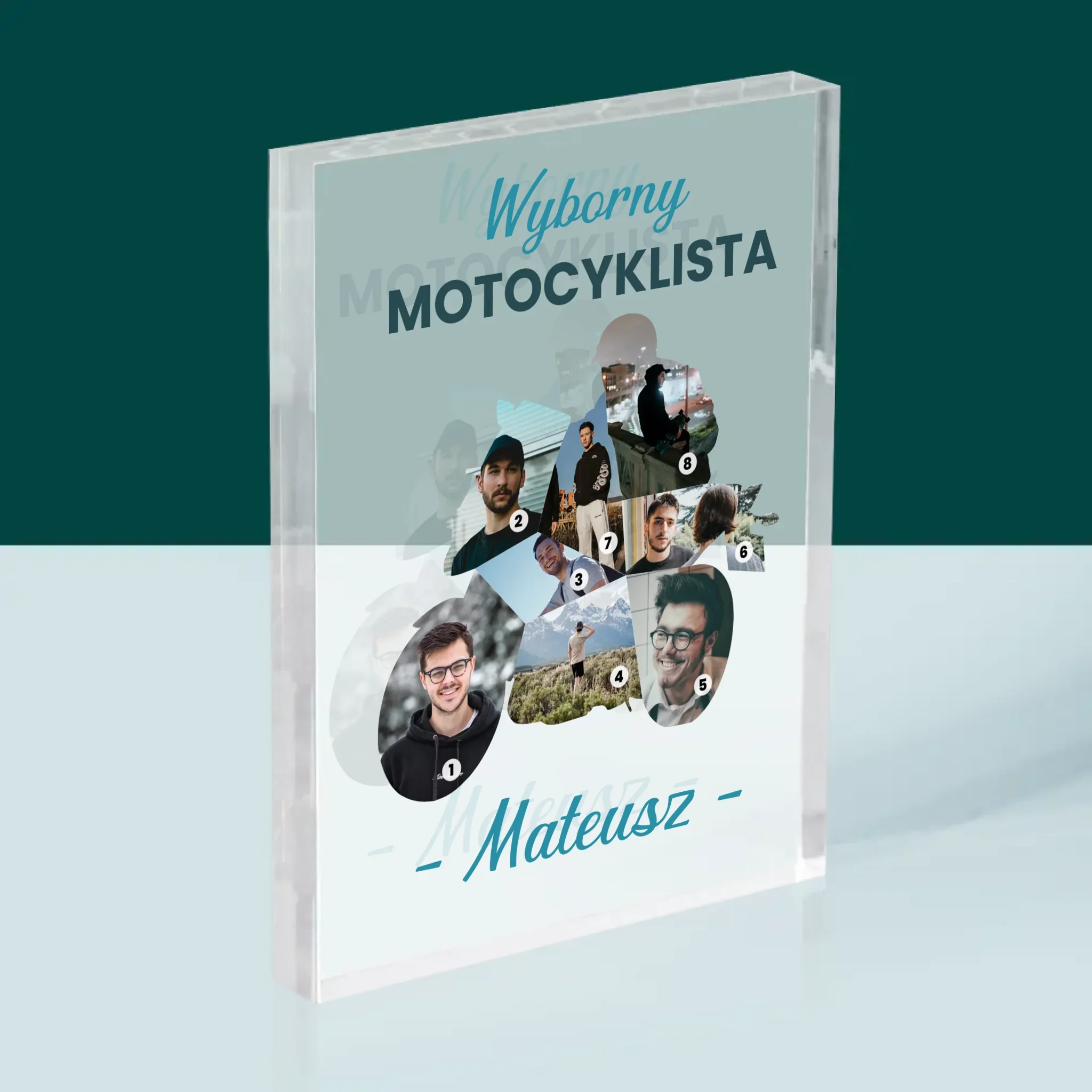 Kształt Ze Zdjęć: Wyborny Motocyklista - Blok Akrylowy z Nadrukiem