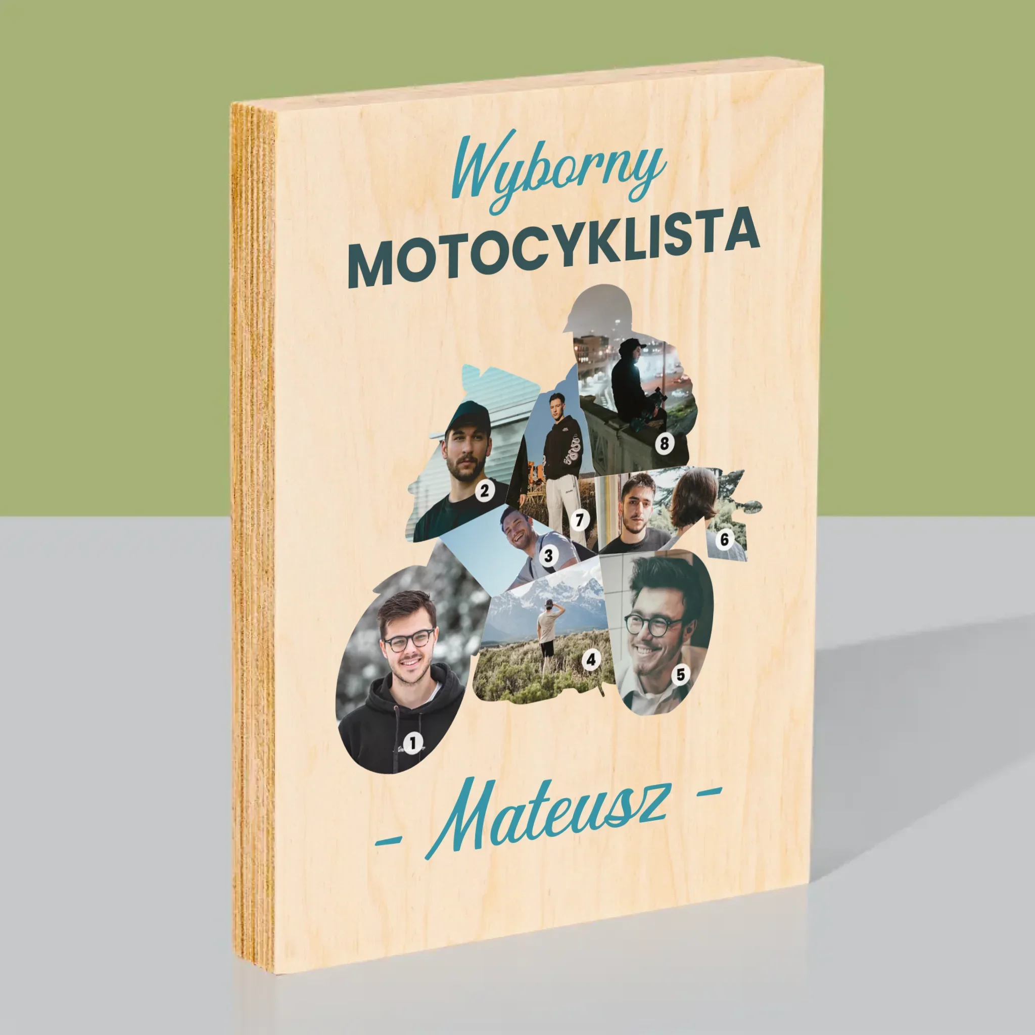 Kształt Ze Zdjęć: Wyborny Motocyklista - Wydruk Na Drewnie
