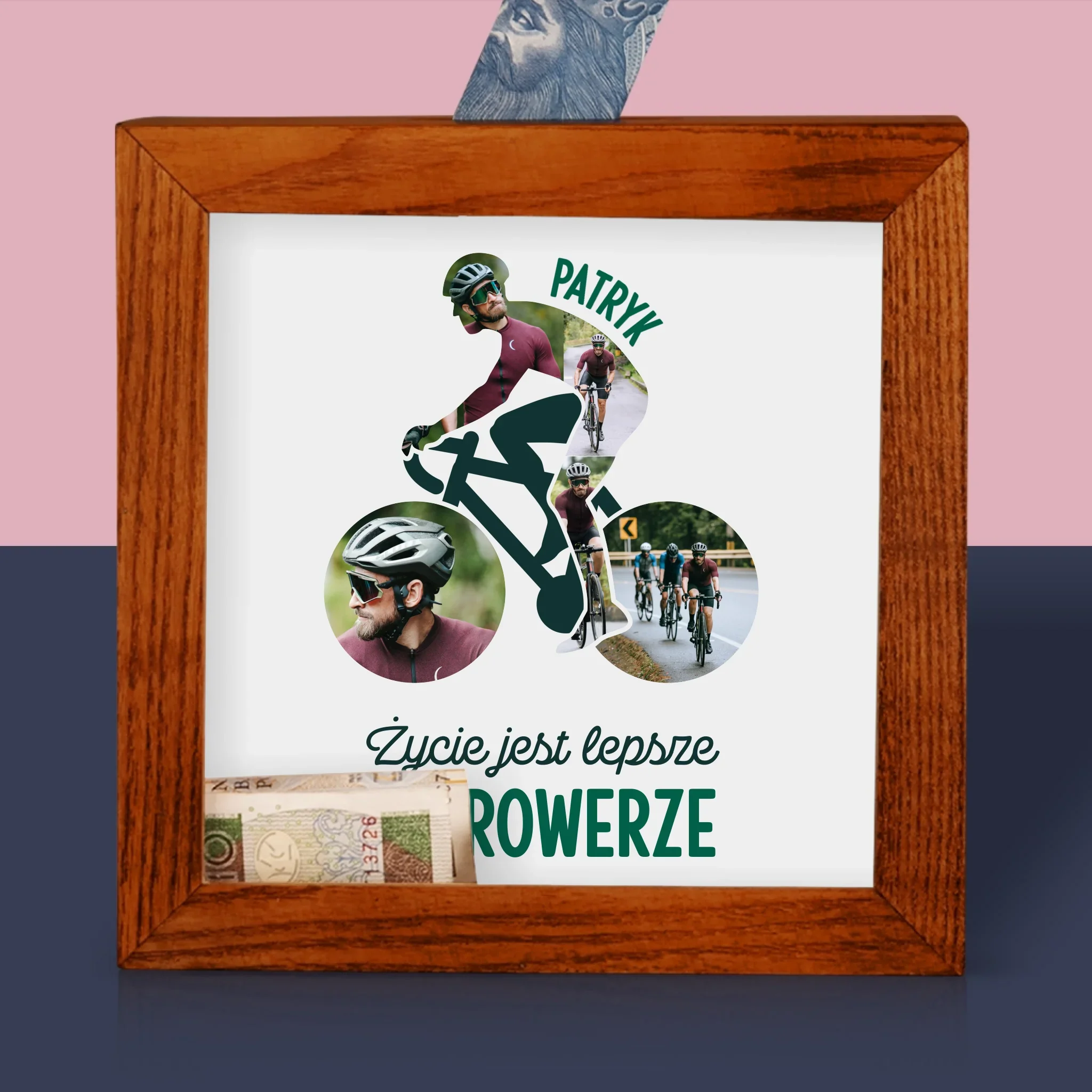 Kształt Ze Zdjęć: Życie Jest Lepsze Na Rowerze - Drewniana Skarbonka - Image 2