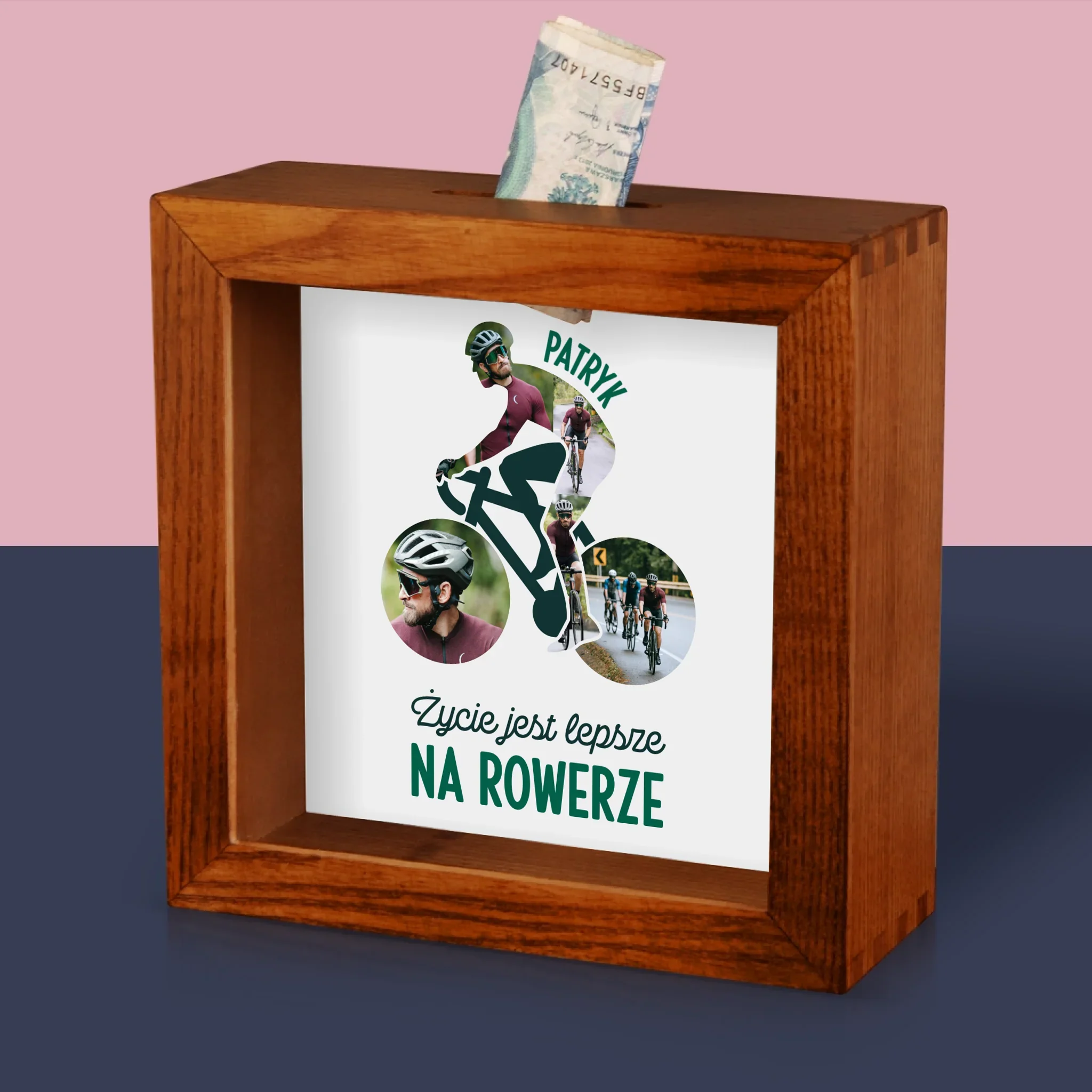 Kształt Ze Zdjęć: Życie Jest Lepsze Na Rowerze - Drewniana Skarbonka - Image 4