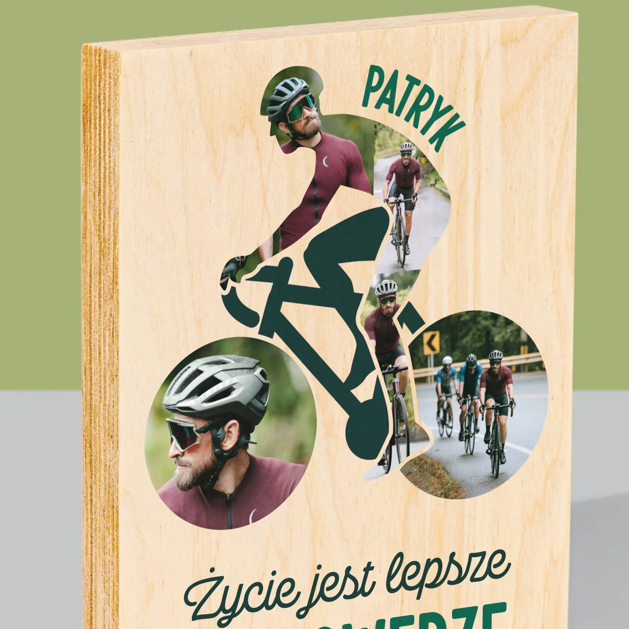 Kształt Ze Zdjęć: Życie Jest Lepsze Na Rowerze - Wydruk Na Drewnie - Image 2