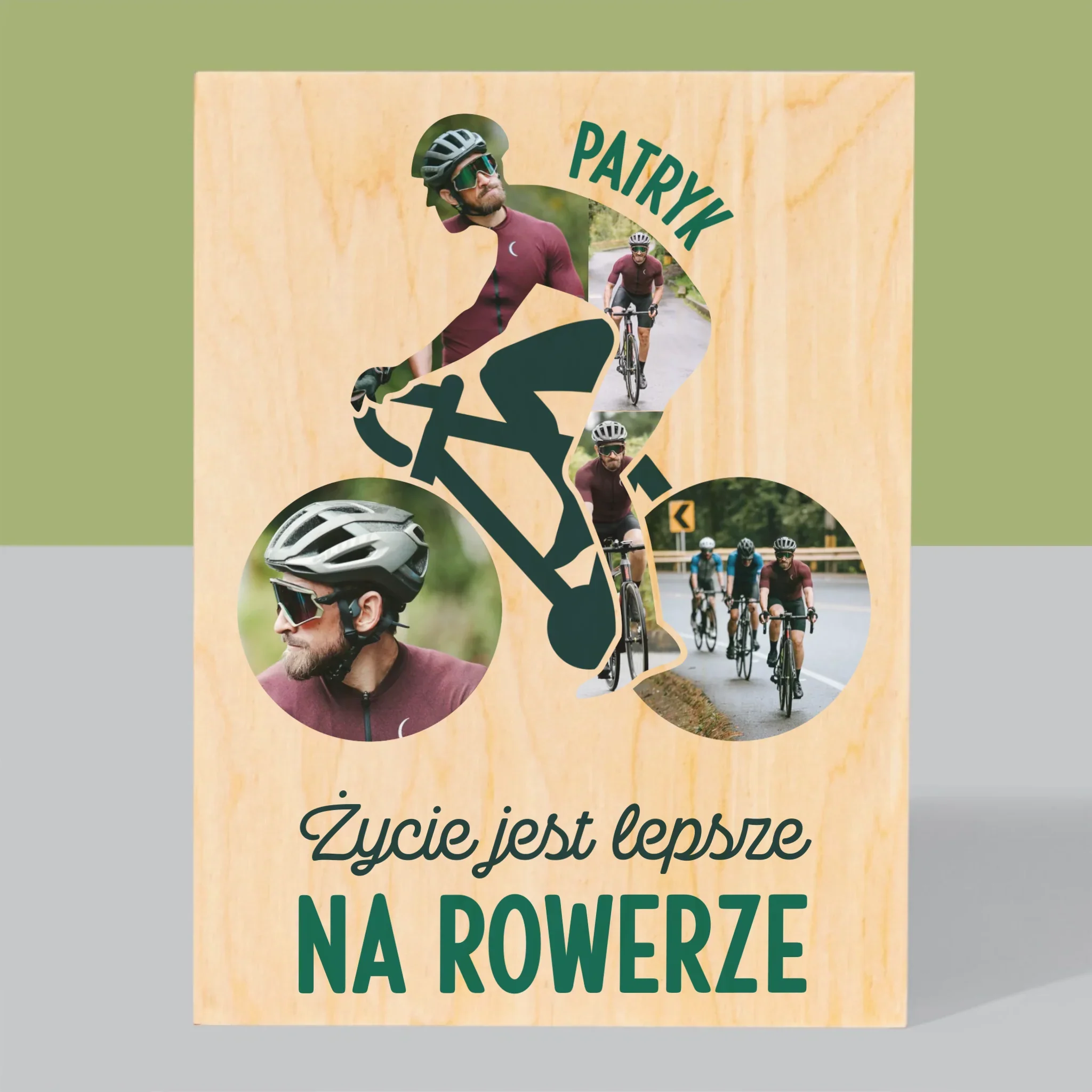 Kształt Ze Zdjęć: Życie Jest Lepsze Na Rowerze - Wydruk Na Drewnie - Image 3