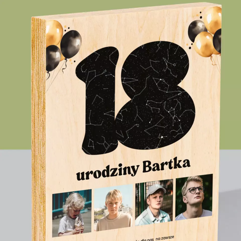 Mapa Gwiazd: 18 Urodziny Gwiazdy z Dedykacją - Wydruk Na Drewnie - Image 2