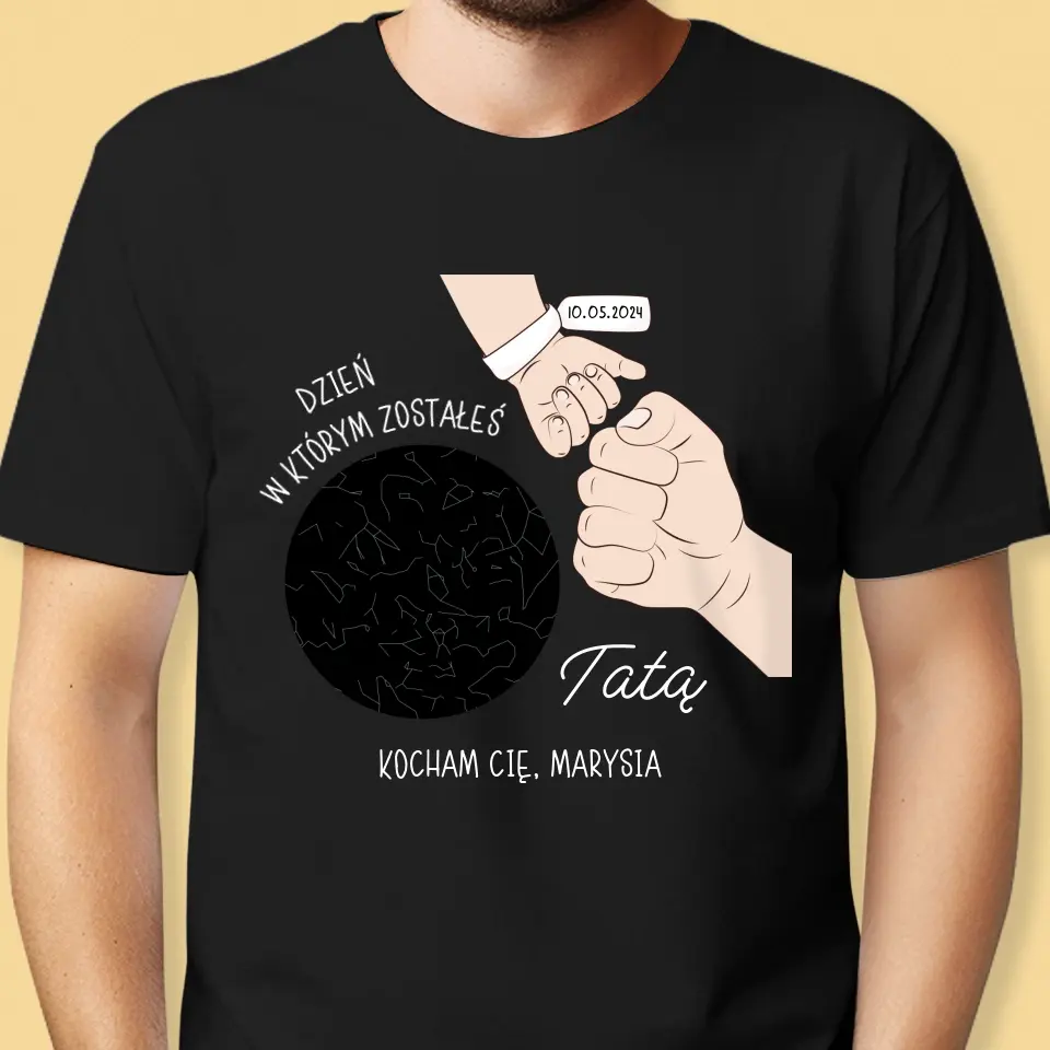 Mapa Gwiazd: Dzień W Którym Zostałeś Tatą - Koszulka Męska z Nadrukiem - Image 6