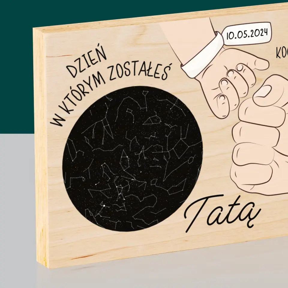 Mapa Gwiazd: Dzień W Którym Zostałeś Tatą - Wydruk Na Drewnie - Image 2
