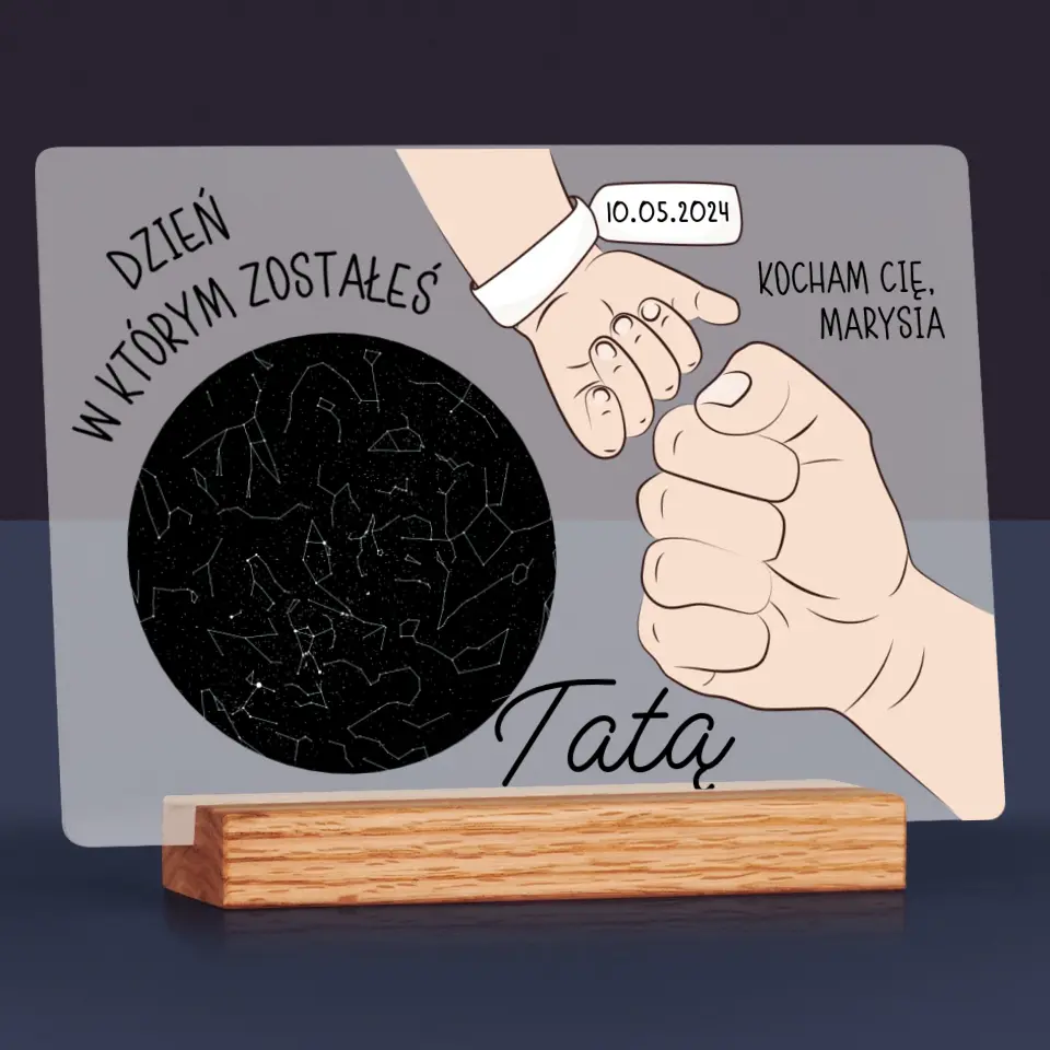 Mapa Gwiazd: Dzień W Którym Zostałeś Tatą - Wydruk Na Szkle Akrylowym - Image 2