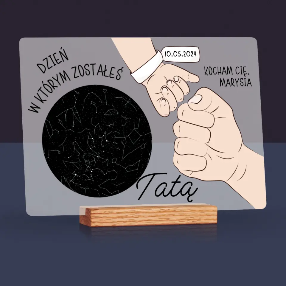 Mapa Gwiazd: Dzień W Którym Zostałeś Tatą - Wydruk Na Szkle Akrylowym - Image 4