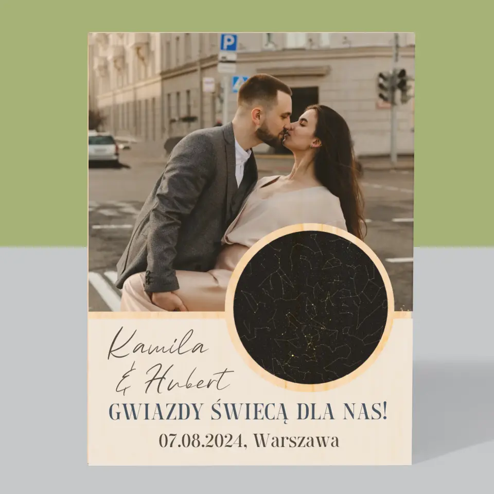 Mapa Gwiazd: Gwiazdy Świecą Dla Nas - Wydruk Na Drewnie - Image 3