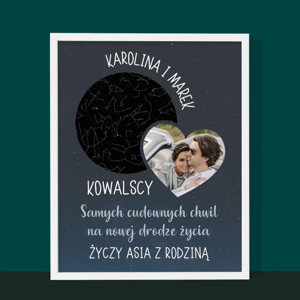 Mapa Gwiazd: Nowa Droga Życia Ślub - Wydruk Obramowany - Image 10
