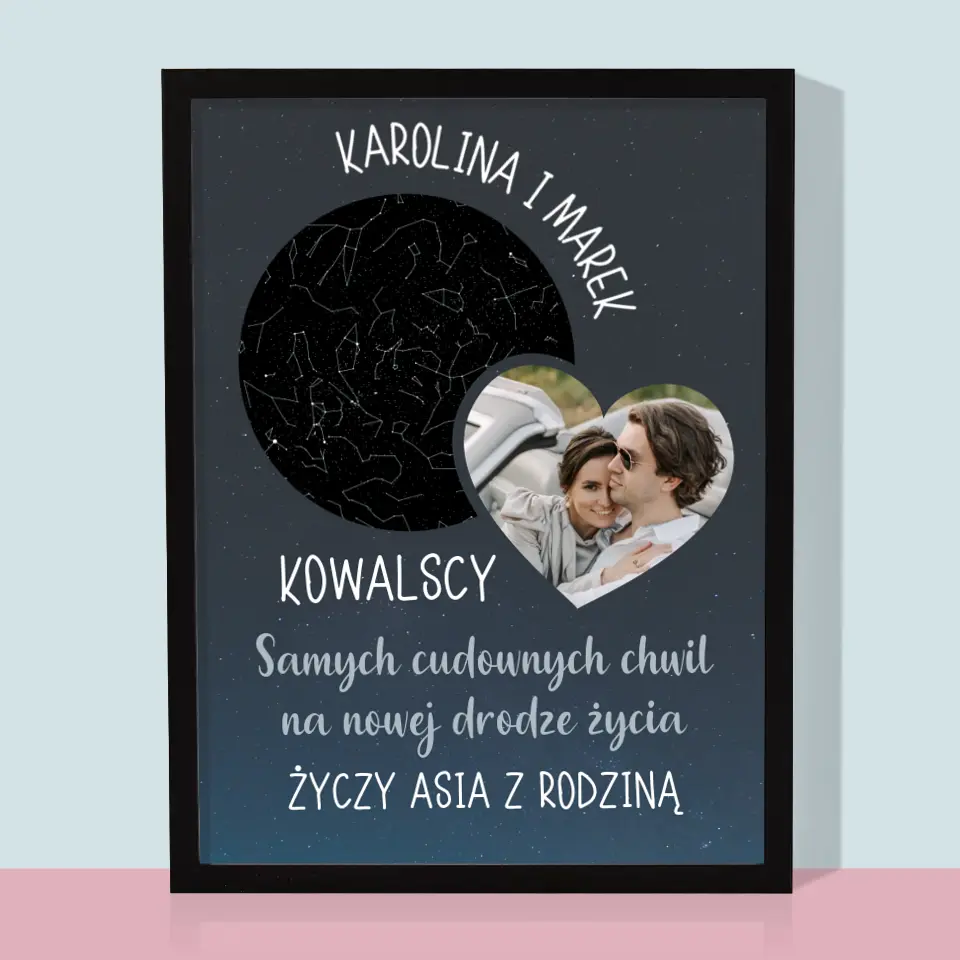 Mapa Gwiazd: Nowa Droga Życia Ślub - Wydruk Obramowany - Image 5