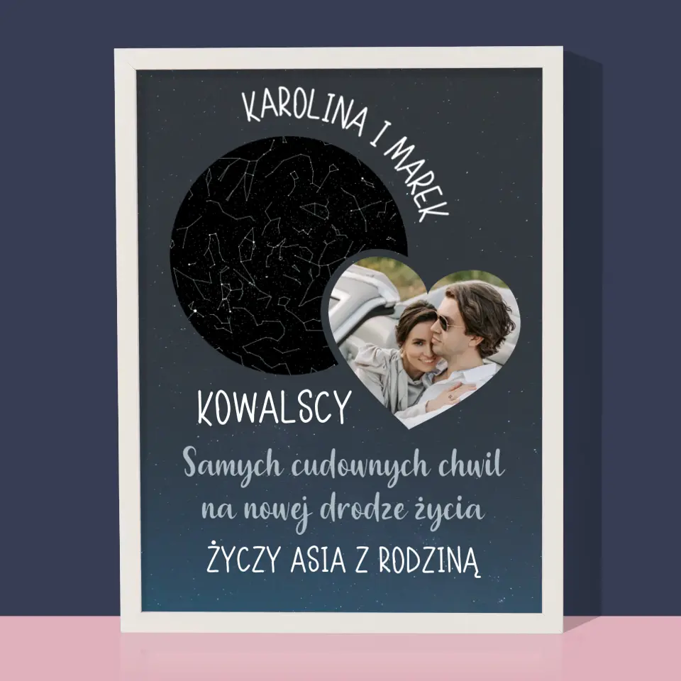 Mapa Gwiazd: Nowa Droga Życia Ślub - Wydruk Obramowany - Image 8