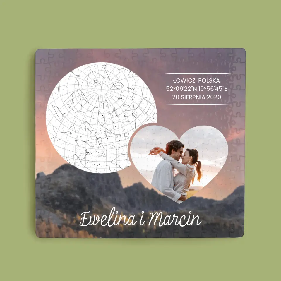Mapa Gwiazd: Zakochana Para W Górach - Personalizowane Puzzle - Image 3