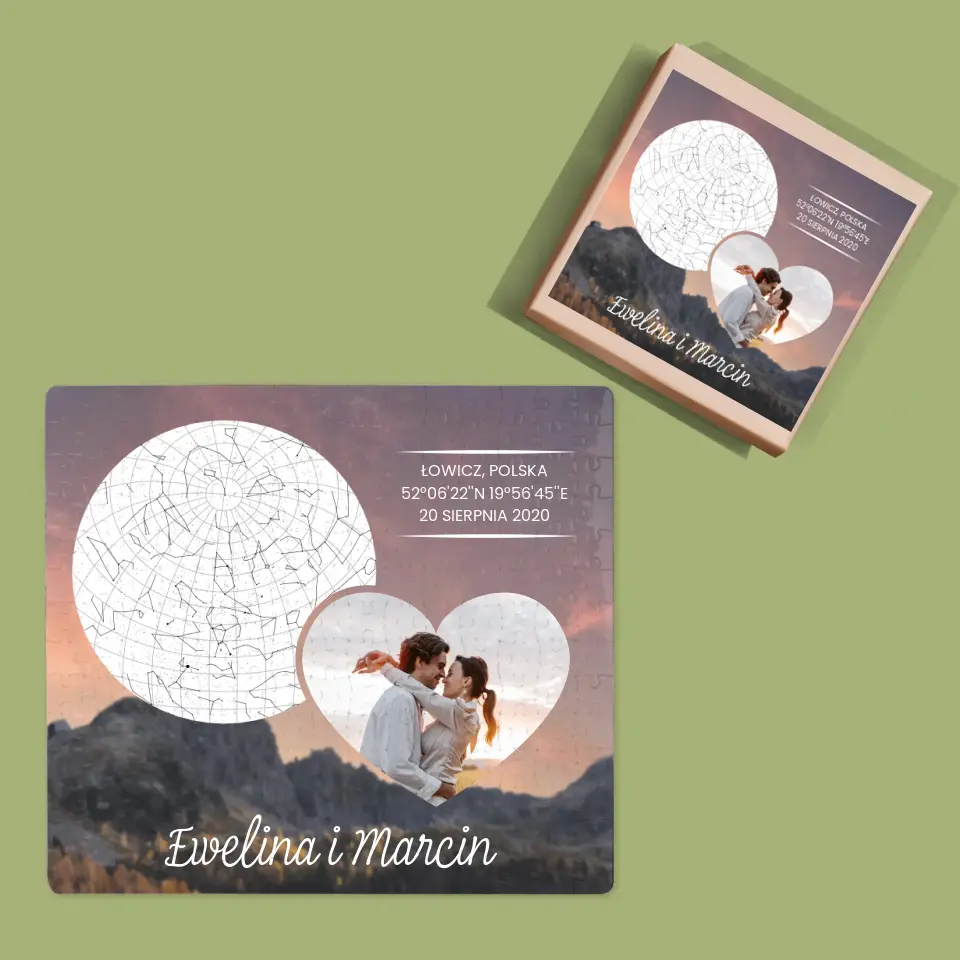 Mapa Gwiazd: Zakochana Para W Górach - Personalizowane Puzzle - Image 4
