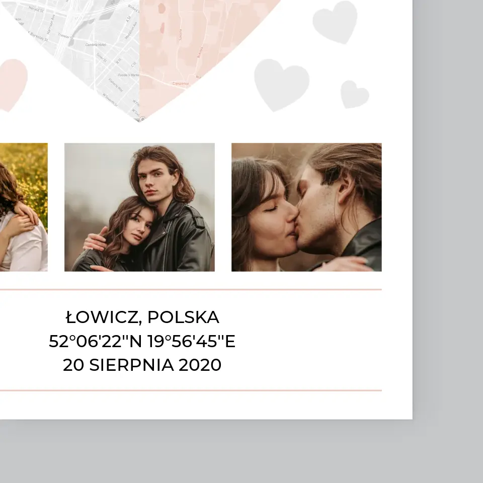 Mapa Miasta: Dwie Połówki Serca - Wydruk Obramowany - Image 4