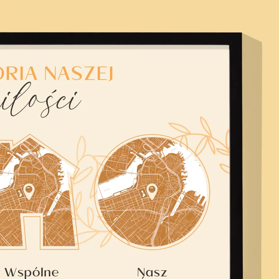 Mapa Miasta: Historia Naszej Miłości - Wydruk Obramowany 30x40 - Image 2