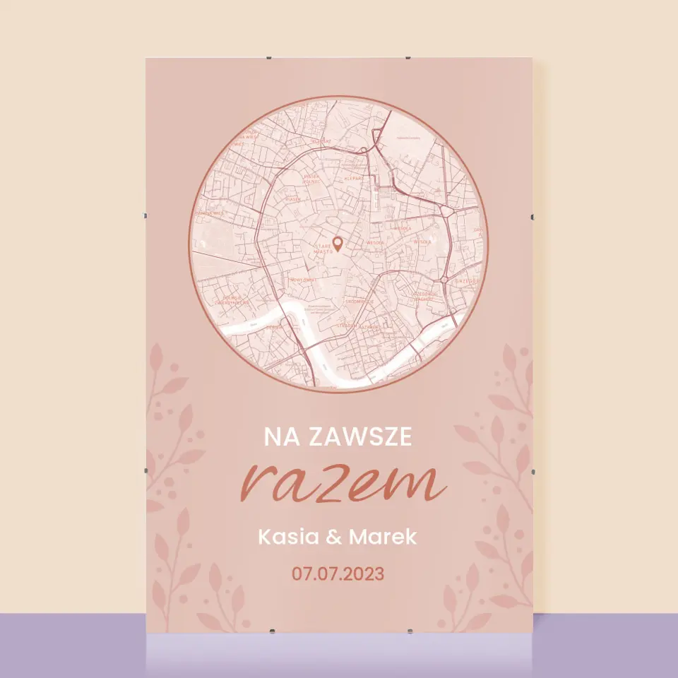 Mapa Miasta: Na Zawsze Razem - Personalizowany Plakat
