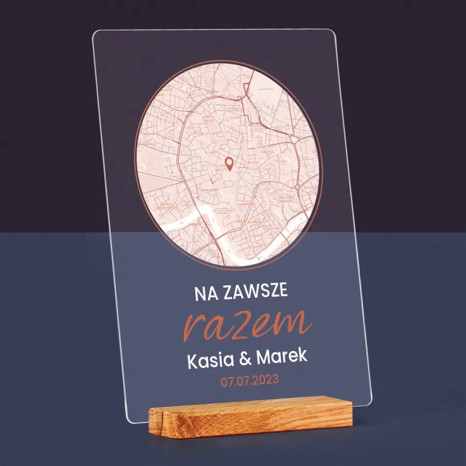 Mapa Miasta: Na Zawsze Razem - Wydruk Na Szkle Akrylowym - Image 4