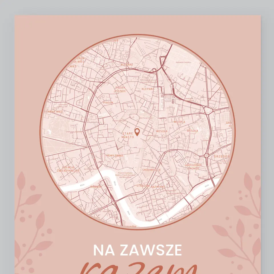 Mapa Miasta: Na Zawsze Razem - Wydruk Obramowany - Image 2