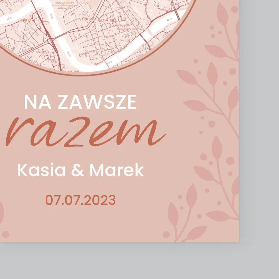 Mapa Miasta: Na Zawsze Razem - Wydruk Obramowany - Image 4