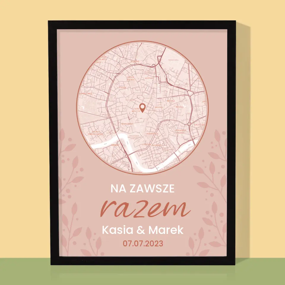 Mapa Miasta: Na Zawsze Razem - Wydruk Obramowany - Image 5