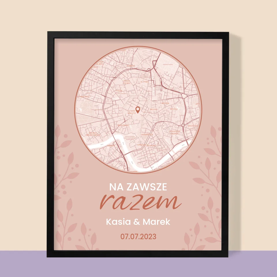 Mapa Miasta: Na Zawsze Razem - Wydruk Obramowany - Image 9