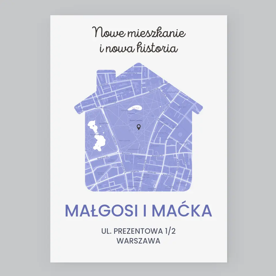 Mapa Miasta: Nowe Mieszkanie - Wydruk Obramowany