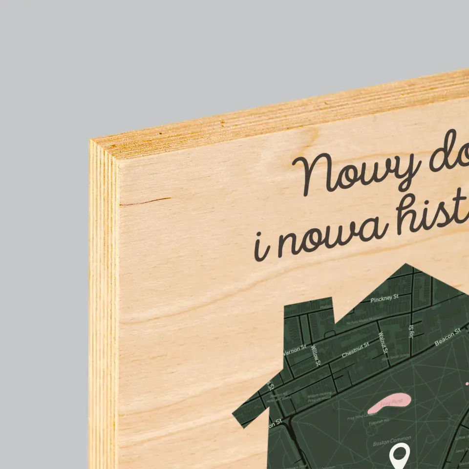 Mapa Miasta: Nowy Dom - Wydruk Na Drewnie - Image 4