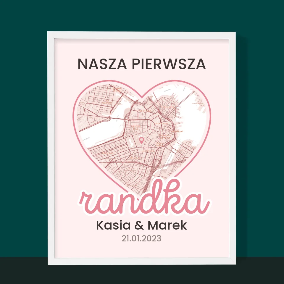 Mapa Miasta: Pierwsza Randka - Wydruk Obramowany - Image 10