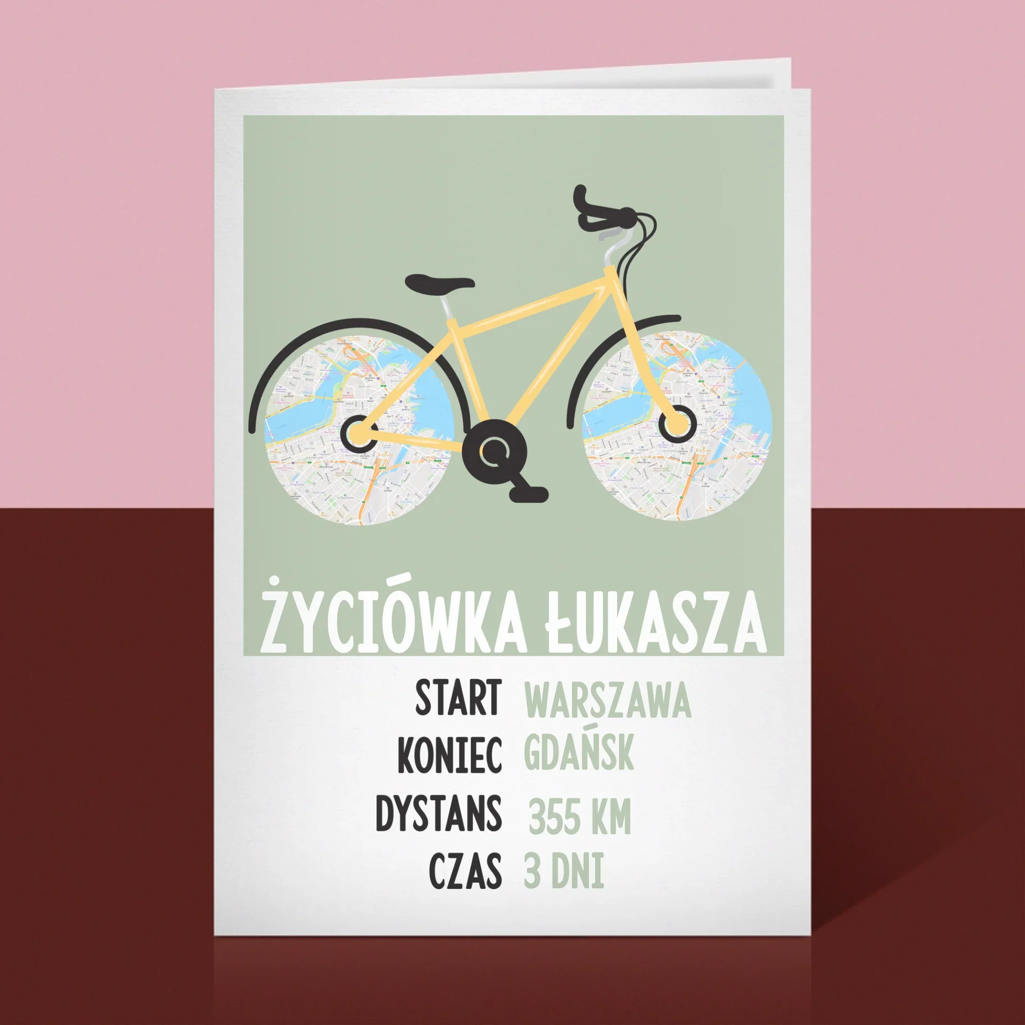 Mapa Miasta: Rowerowa Życiówka - Kartka z Życzeniami