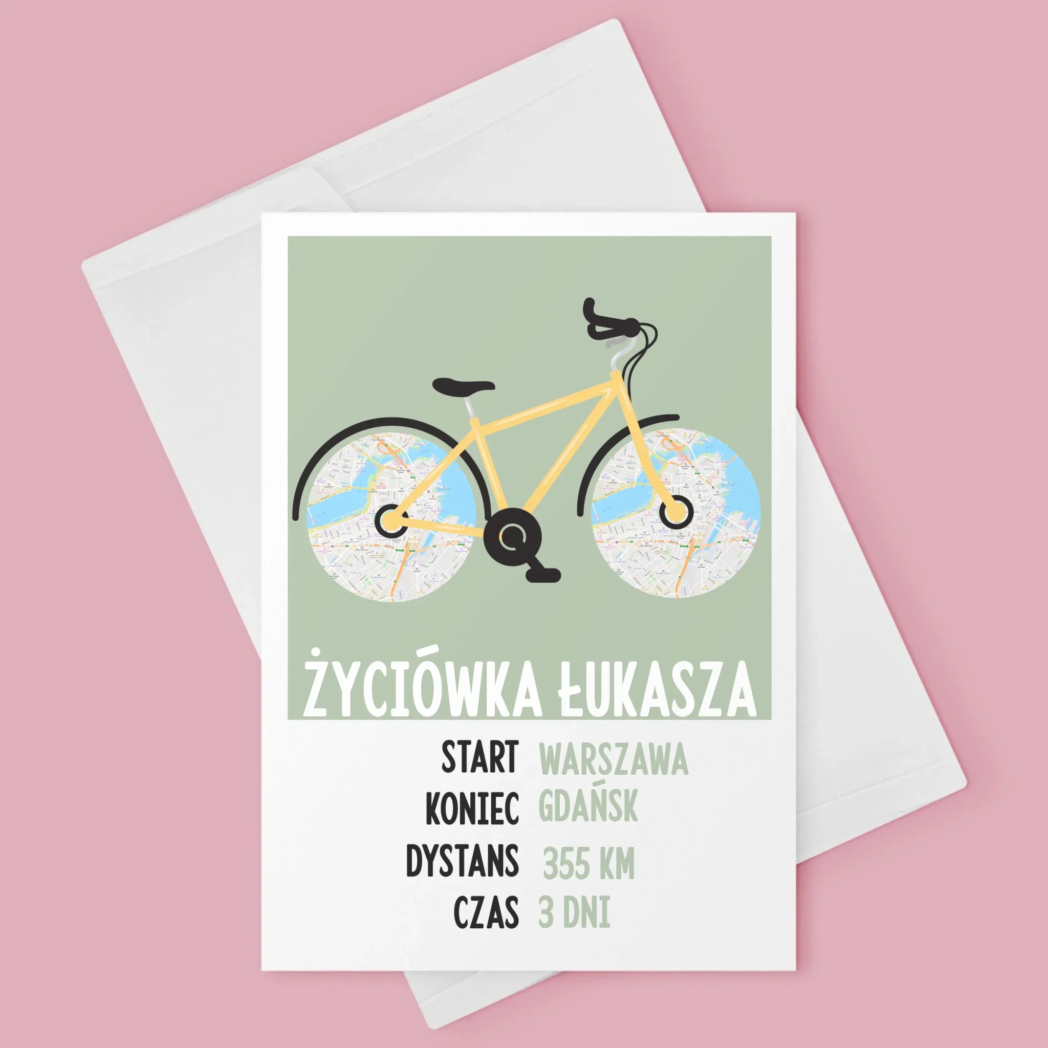 Mapa Miasta: Rowerowa Życiówka - Kartka z Życzeniami - Image 3
