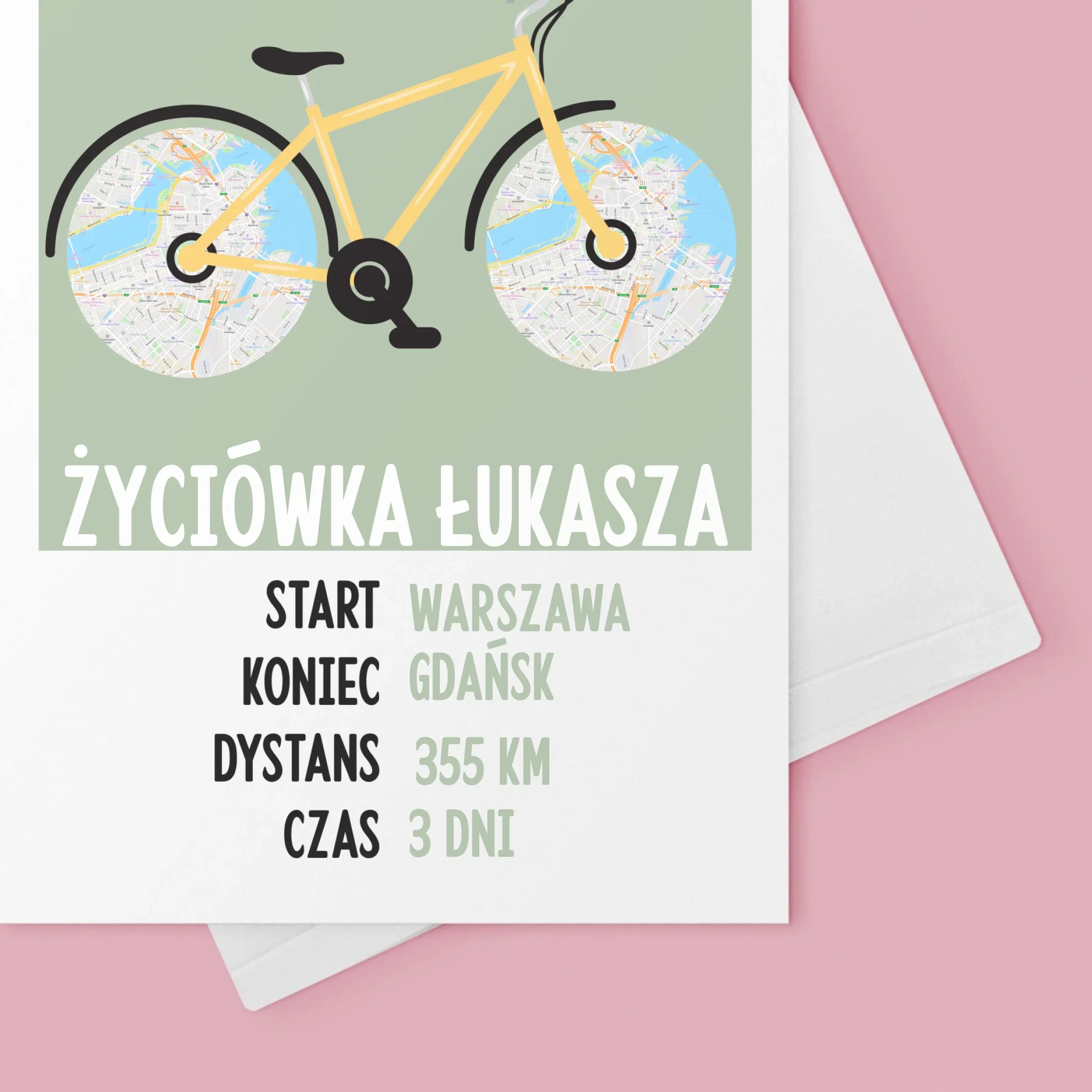 Mapa Miasta: Rowerowa Życiówka - Kartka z Życzeniami - Image 4