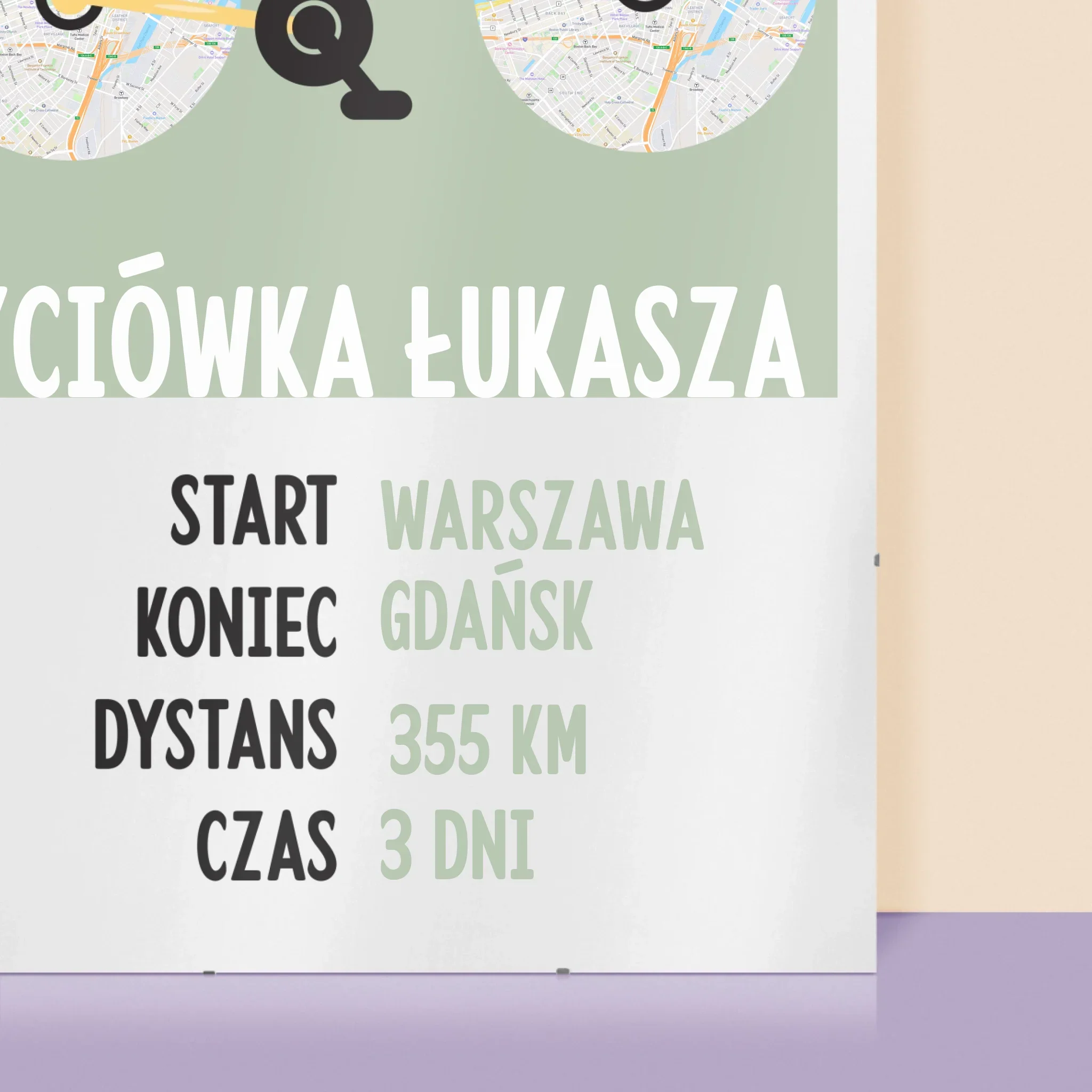 Mapa Miasta: Rowerowa Życiówka - Personalizowany Plakat - Image 2