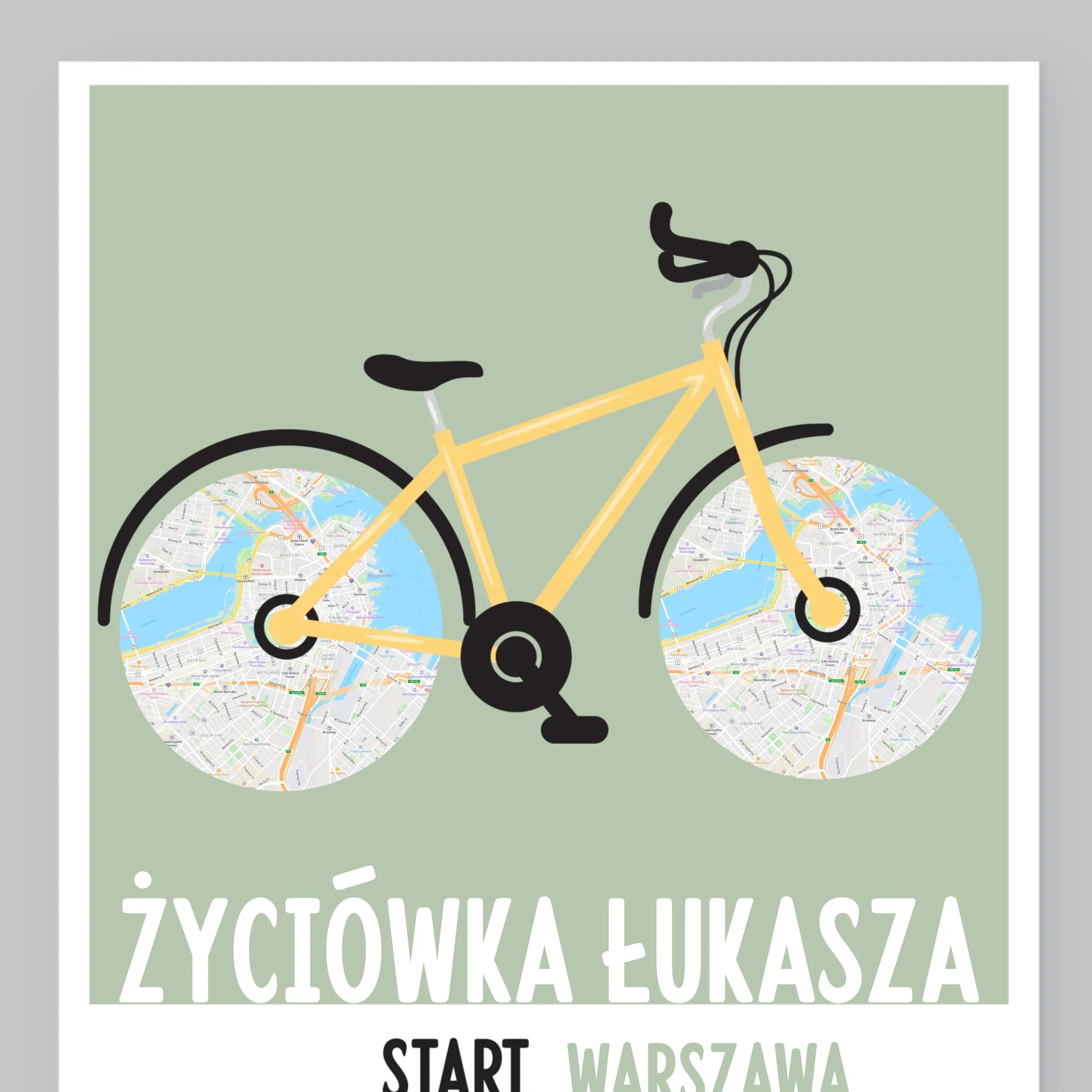 Mapa Miasta: Rowerowa Życiówka - Wydruk Obramowany - Image 8