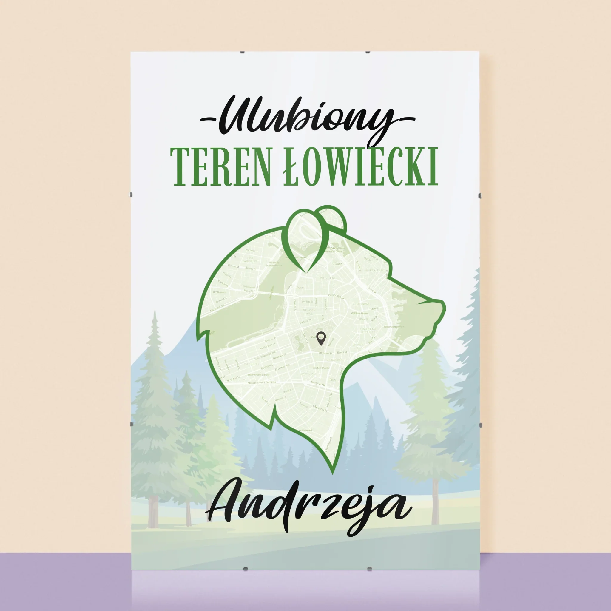 Mapa Miasta: Ulubiony Teren Łowiecki - Personalizowany Plakat