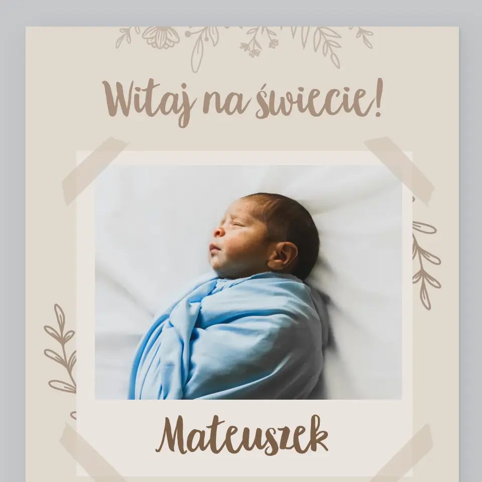 Metryczka Dziecka: Gałązki - Wydruk Obramowany - Image 2