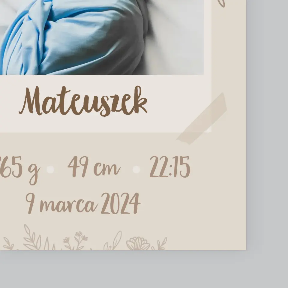 Metryczka Dziecka: Gałązki - Wydruk Obramowany - Image 4