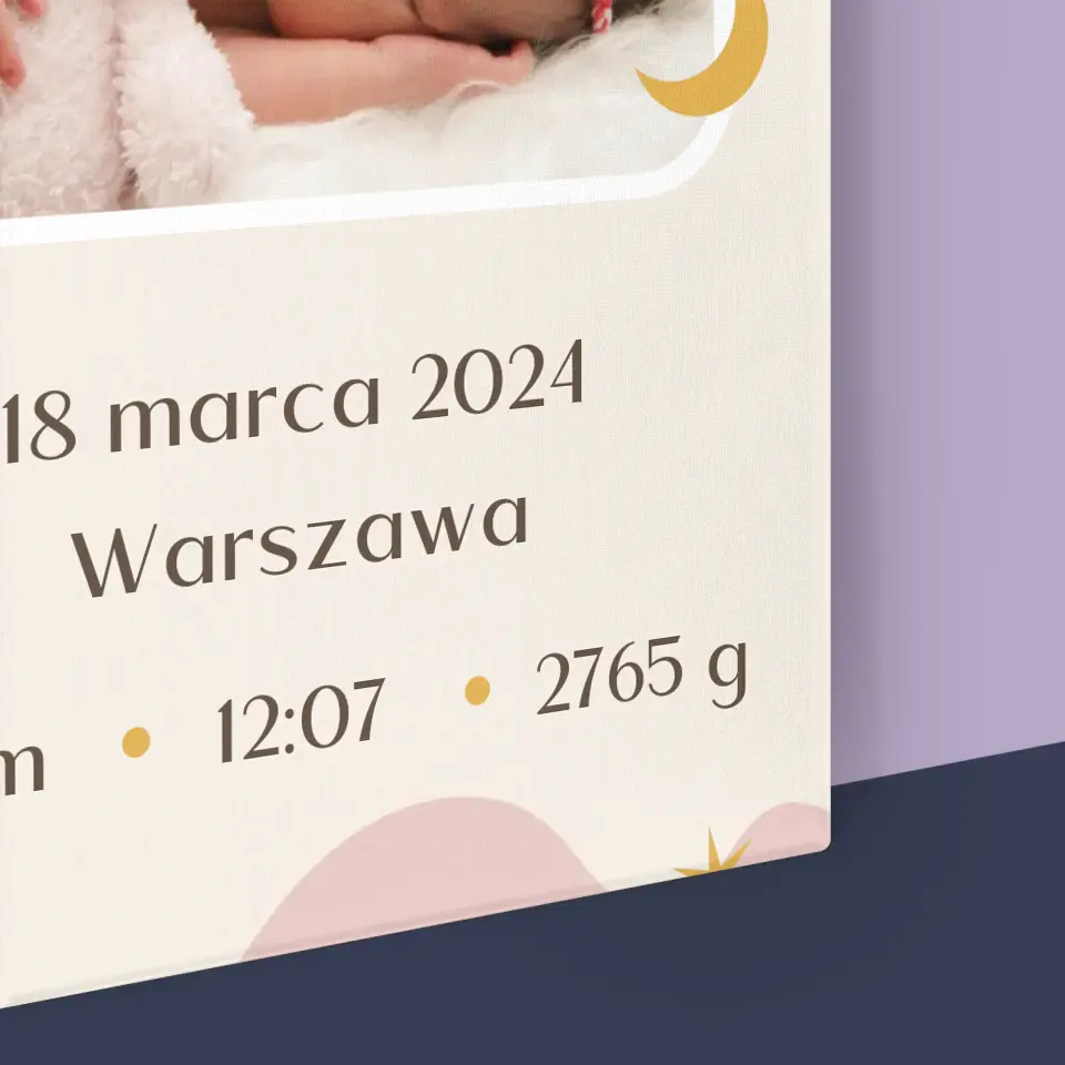 Metryczka Dziecka: Księżyc - Wydruk Obramowany - Image 16