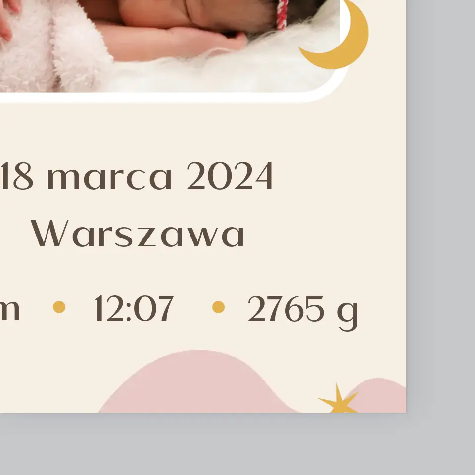 Metryczka Dziecka: Księżyc - Wydruk Obramowany - Image 4