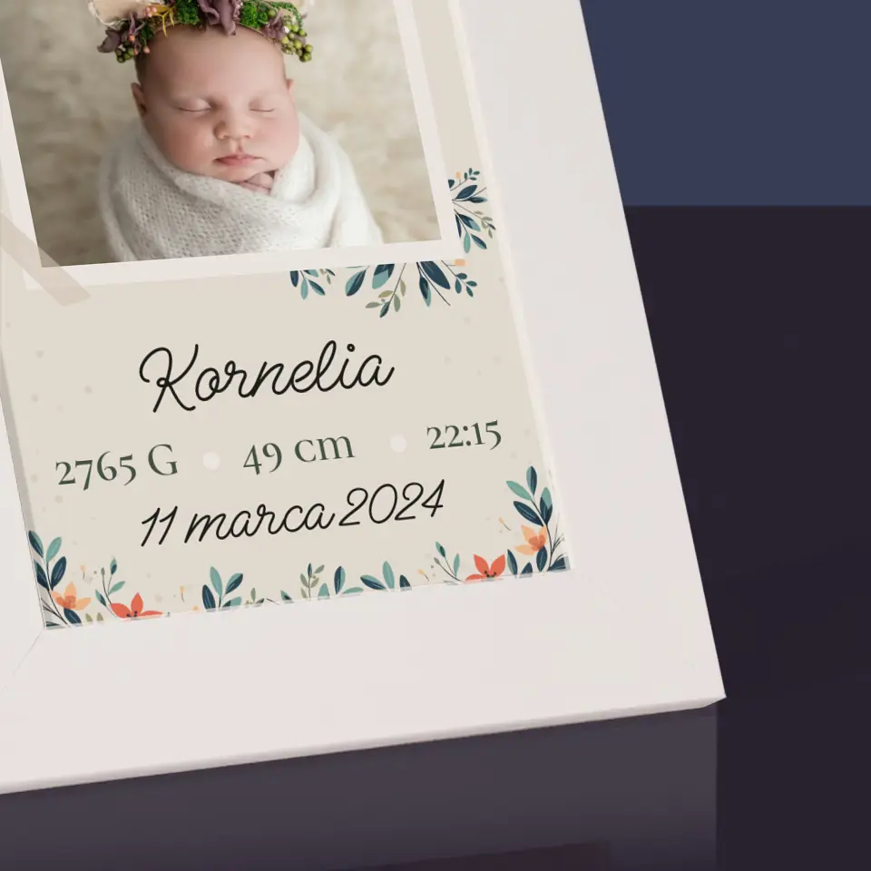 Metryczka Dziecka: Kwiaty - Ramka Na Zdjęcie - Image 3