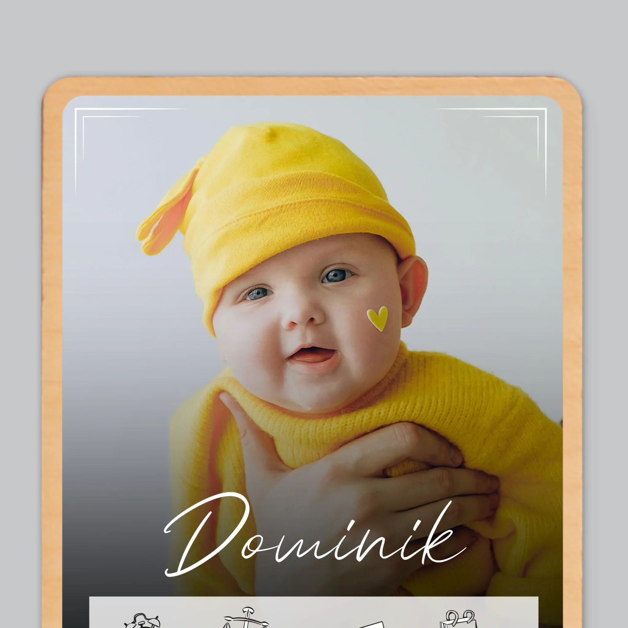 Metryczka Dziecka: Ramka - Magnes Drewniany - Image 4