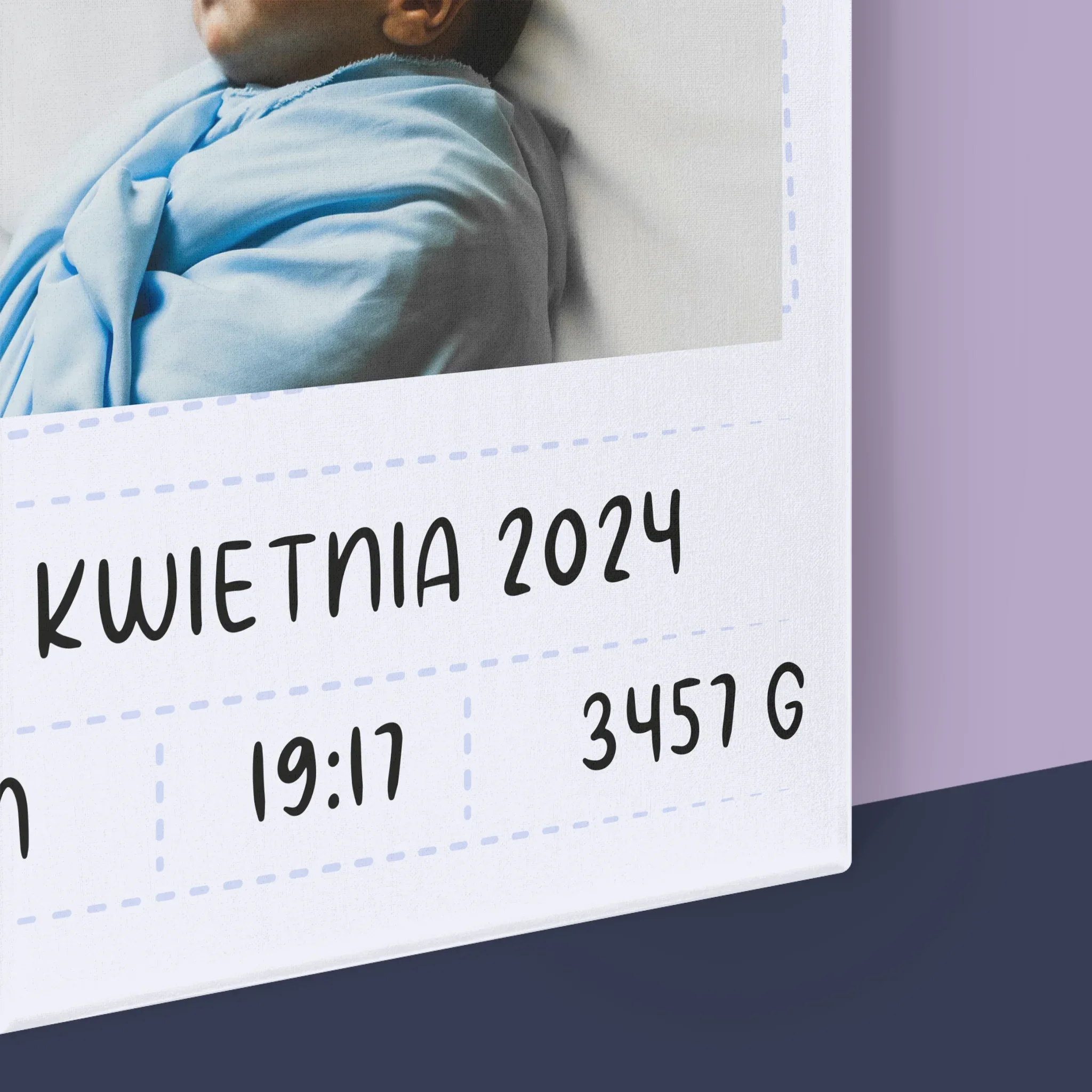 Metryczka Dziecka: Serduszko Chłopiec - Wydruk Obramowany - Image 16