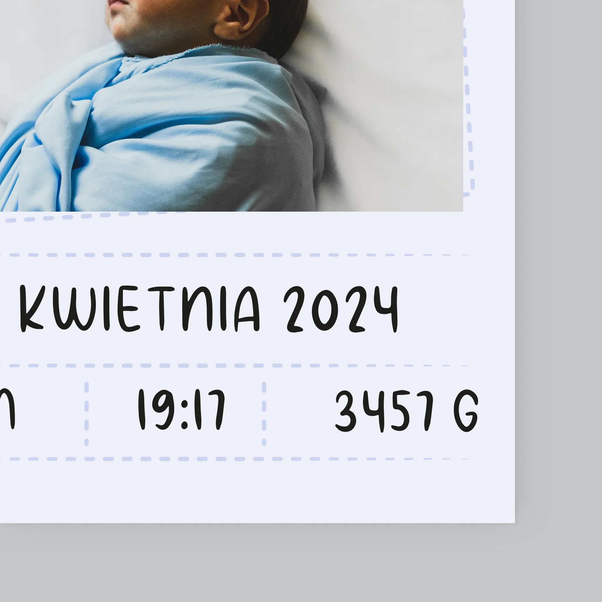 Metryczka Dziecka: Serduszko Chłopiec - Wydruk Obramowany - Image 4