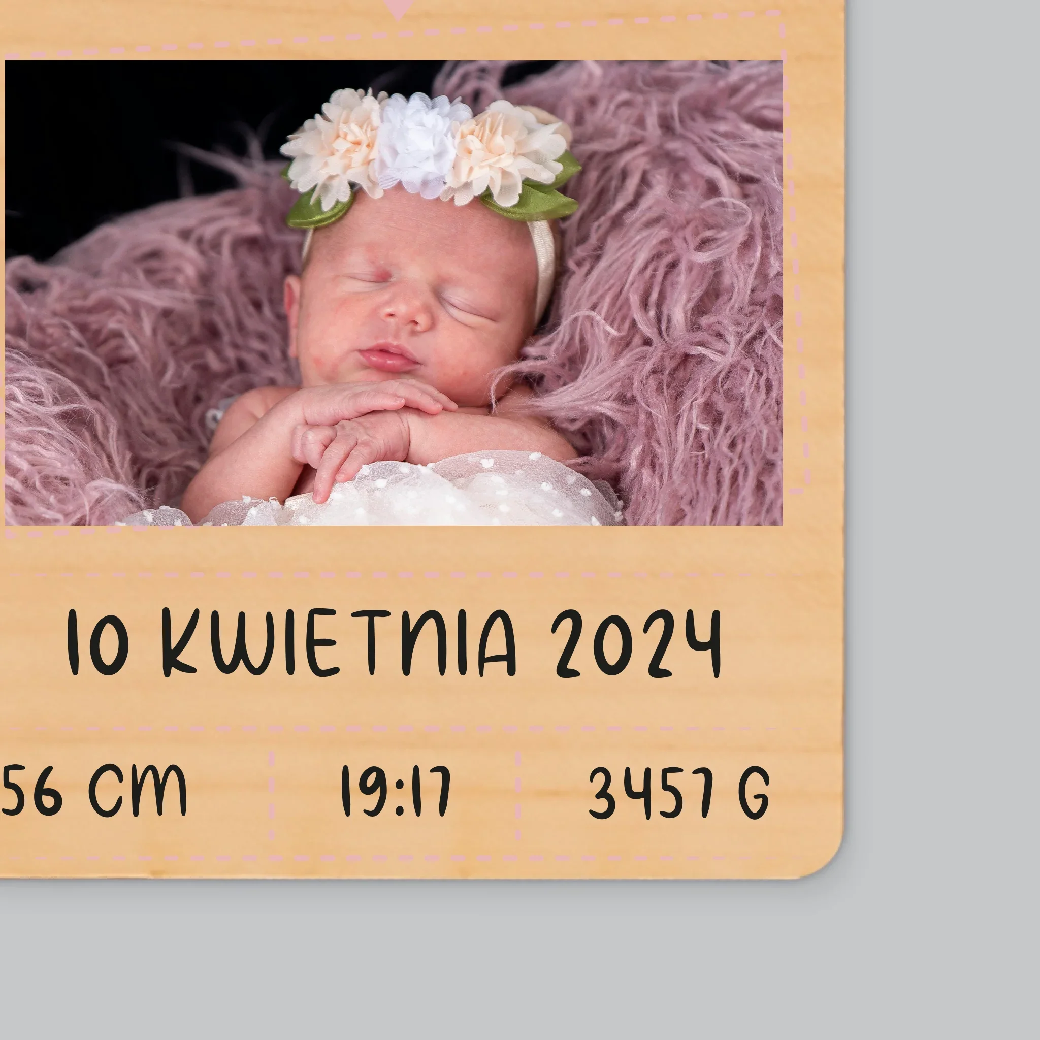 Metryczka Dziecka: Serduszko Dziewczynka - Magnes Drewniany - Image 2