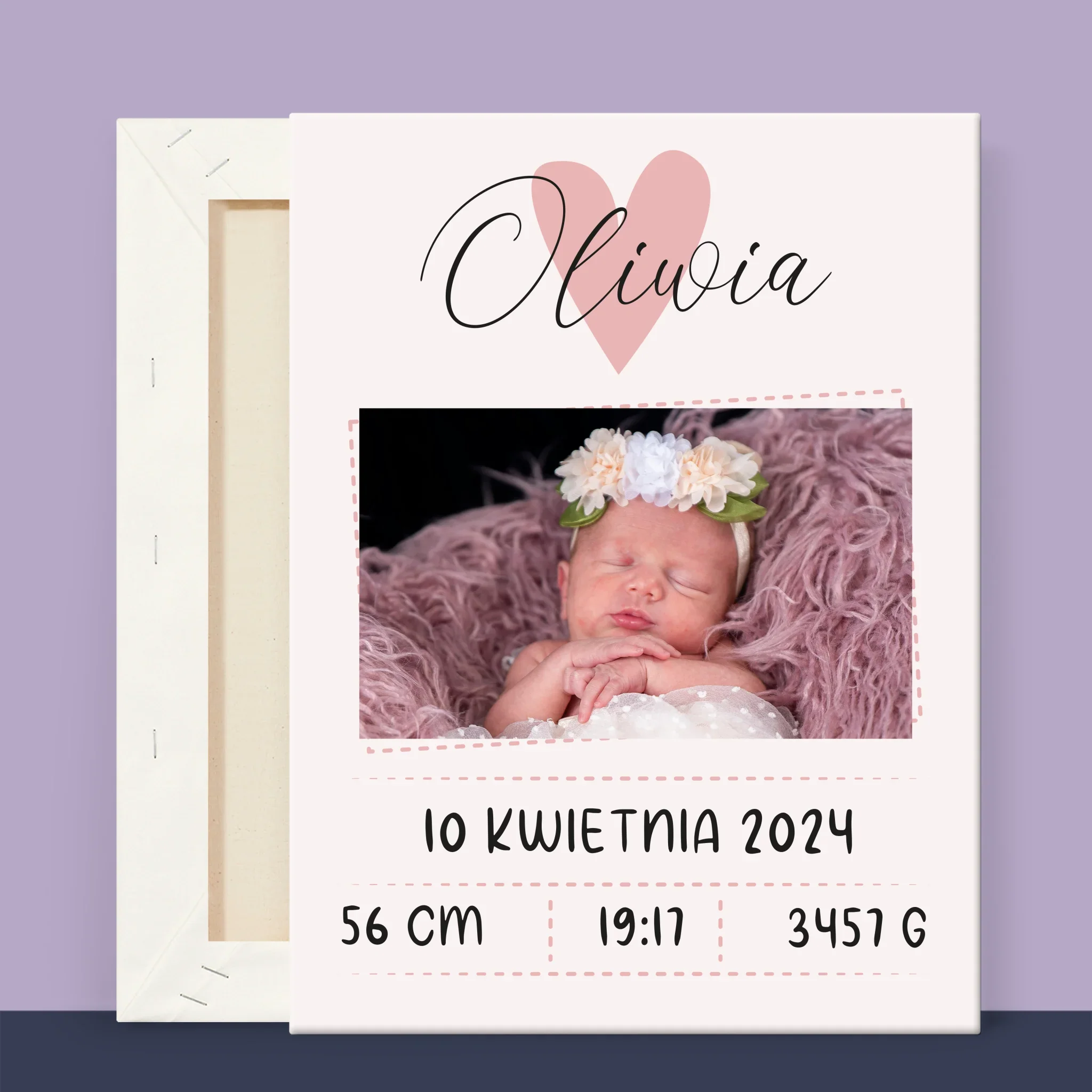 Metryczka Dziecka: Serduszko Dziewczynka - Wydruk Obramowany - Image 11