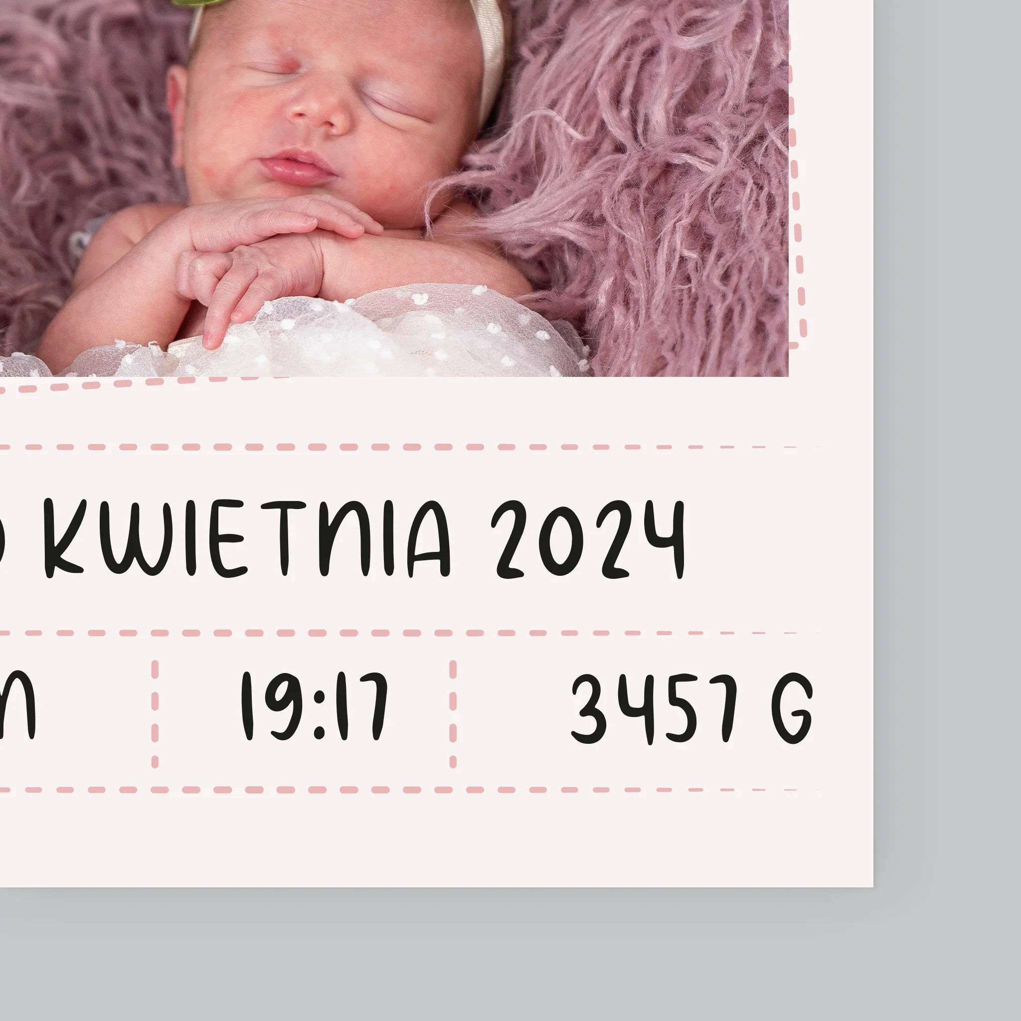 Metryczka Dziecka: Serduszko Dziewczynka - Wydruk Obramowany - Image 4